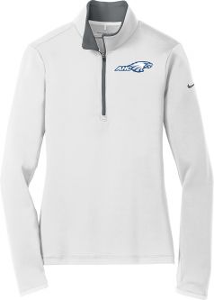 Nike Ladies Dri-FIT Stretch 1/2-Zip, White/Grey
